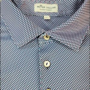 Peter Millar Short Sleeve Men's Size L Summer Comfort Golf Polo Blue Multicolor